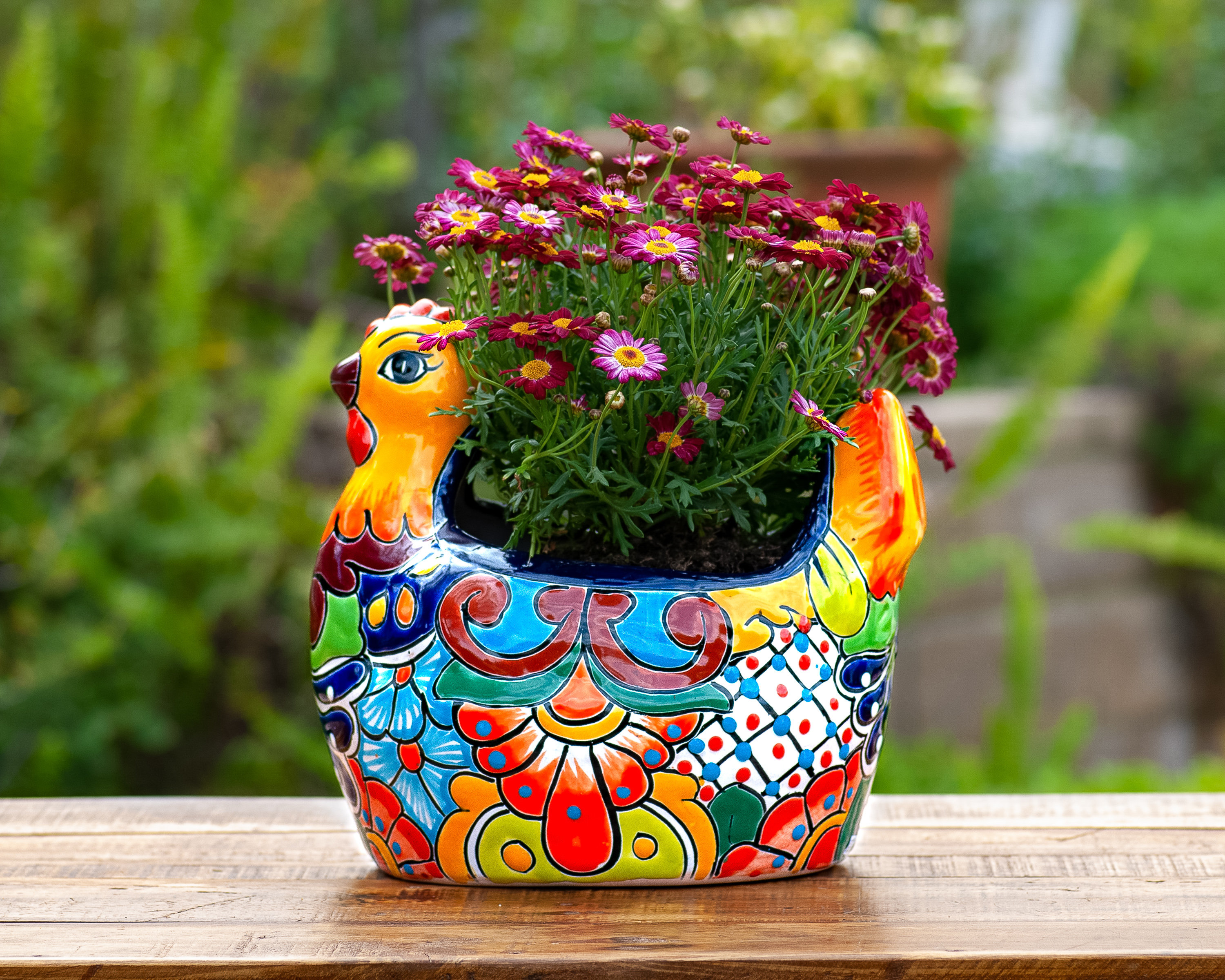 Handcrafted Talavera high quality Planter Pot Colorful Hand Painted Flowers Mexican Clay Pottery